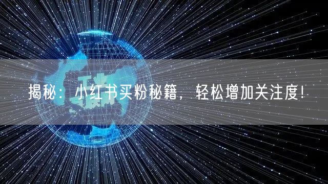 揭秘：小红书买粉秘籍，轻松增加关注度！