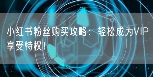 小红书粉丝购买攻略：轻松成为VIP享受特权！