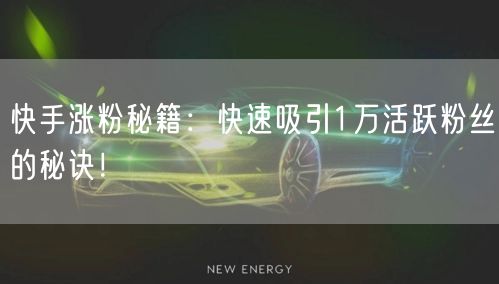 快手涨粉秘籍：快速吸引1万活跃粉丝的秘诀！