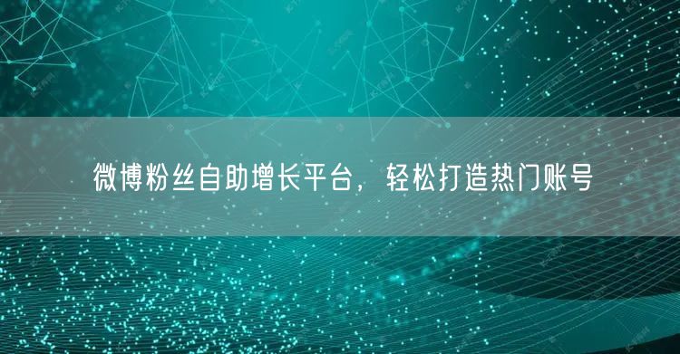 微博粉丝自助增长平台，轻松打造热门账号