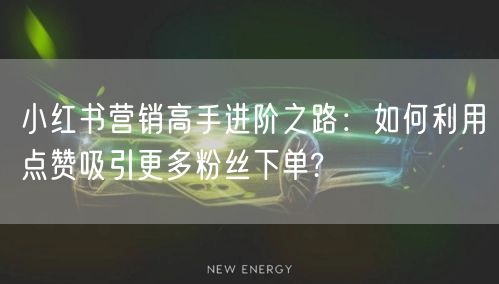 小红书营销高手进阶之路：如何利用点赞吸引更多粉丝下单?
