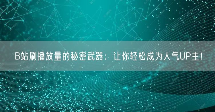 B站刷播放量的秘密武器：让你轻松成为人气UP主！