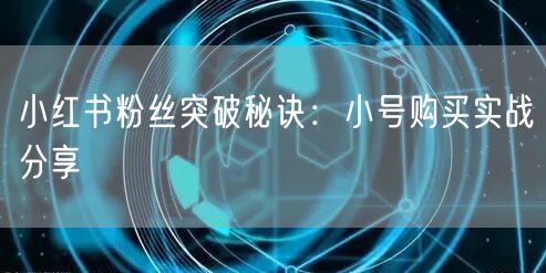 小红书粉丝突破秘诀：小号购买实战分享