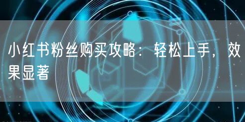 小红书粉丝购买攻略：轻松上手，效果显著