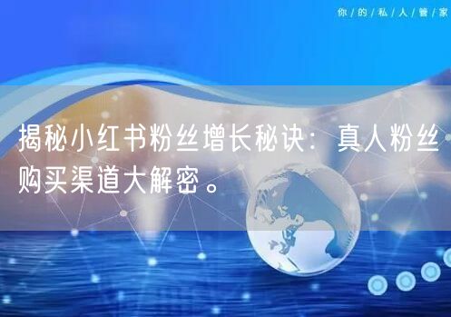 揭秘小红书粉丝增长秘诀：真人粉丝购买渠道大解密。