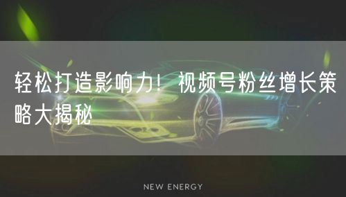 轻松打造影响力！视频号粉丝增长策略大揭秘