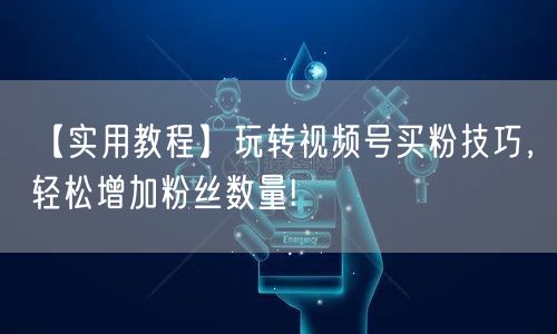 【实用教程】玩转视频号买粉技巧，轻松增加粉丝数量!