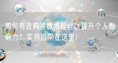 如何有效购买微博粉丝以提升个人影响力？实用指南在这里！