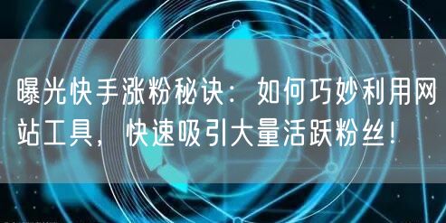 曝光快手涨粉秘诀：如何巧妙利用网站工具，快速吸引大量活跃粉丝！