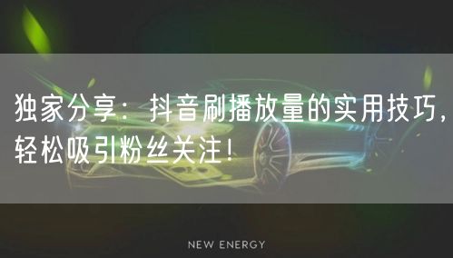 独家分享：抖音刷播放量的实用技巧，轻松吸引粉丝关注！