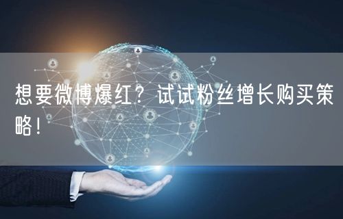 想要微博爆红？试试粉丝增长购买策略！