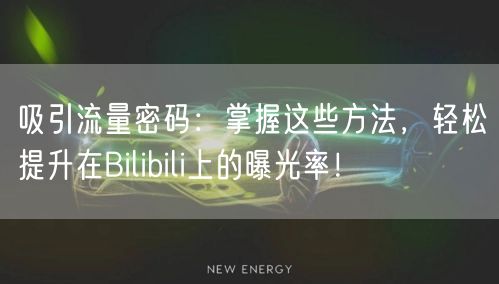 吸引流量密码:掌握这些方法,轻松提升在Bilibili上的曝光率!