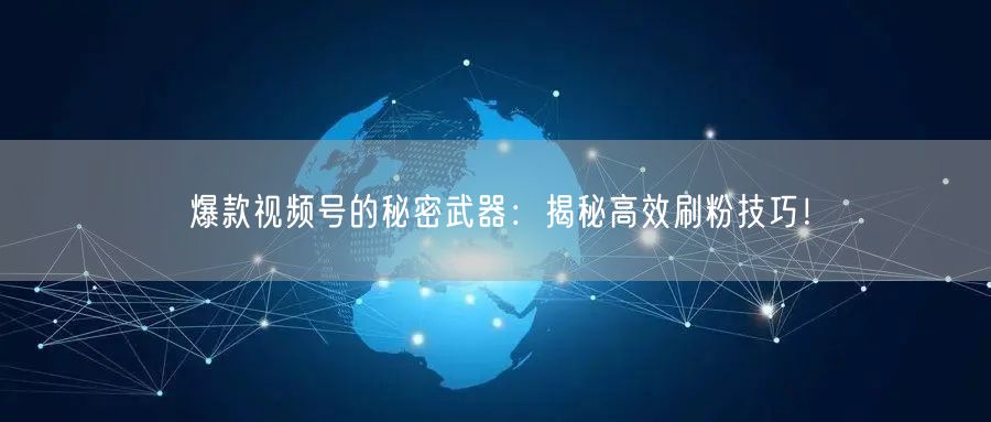 爆款视频号的秘密武器：揭秘高效刷粉技巧！