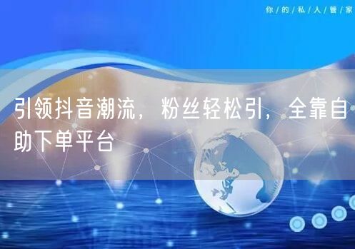 引领抖音潮流，粉丝轻松引，全靠自助下单平台
