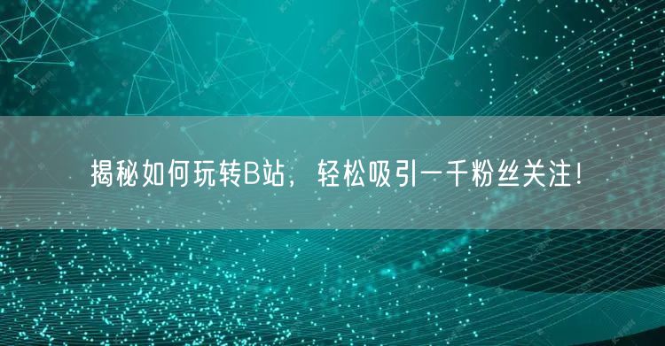 揭秘如何玩转B站,轻松吸引一千粉丝关注!
